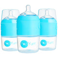 PopYum 5oz Anti-Colic Baby Bottle for Breast and Formula Feeding, 3-Pack, Blue, #1 Slow Flow Nipples