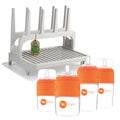 PopYum Orange Baby Bottle Set 4-Pack with Gray Drying Rack & Clear Drying Mat Bundle