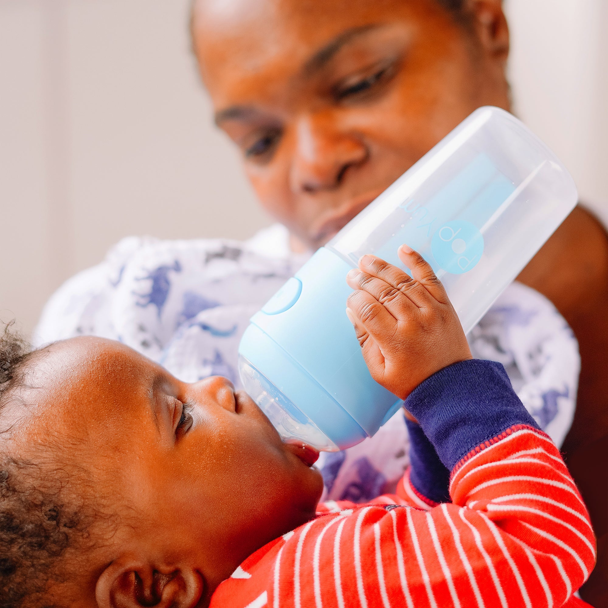 PopYum 5oz Anti-Colic Baby Bottle for Breast and Formula Feeding, 3-Pack, Blue, #1 Slow Flow Nipples