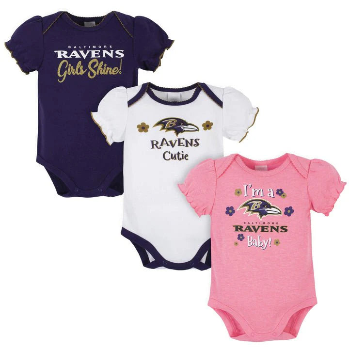 Baby Girls Baltimore Ravens Short Sleeve Bodysuits