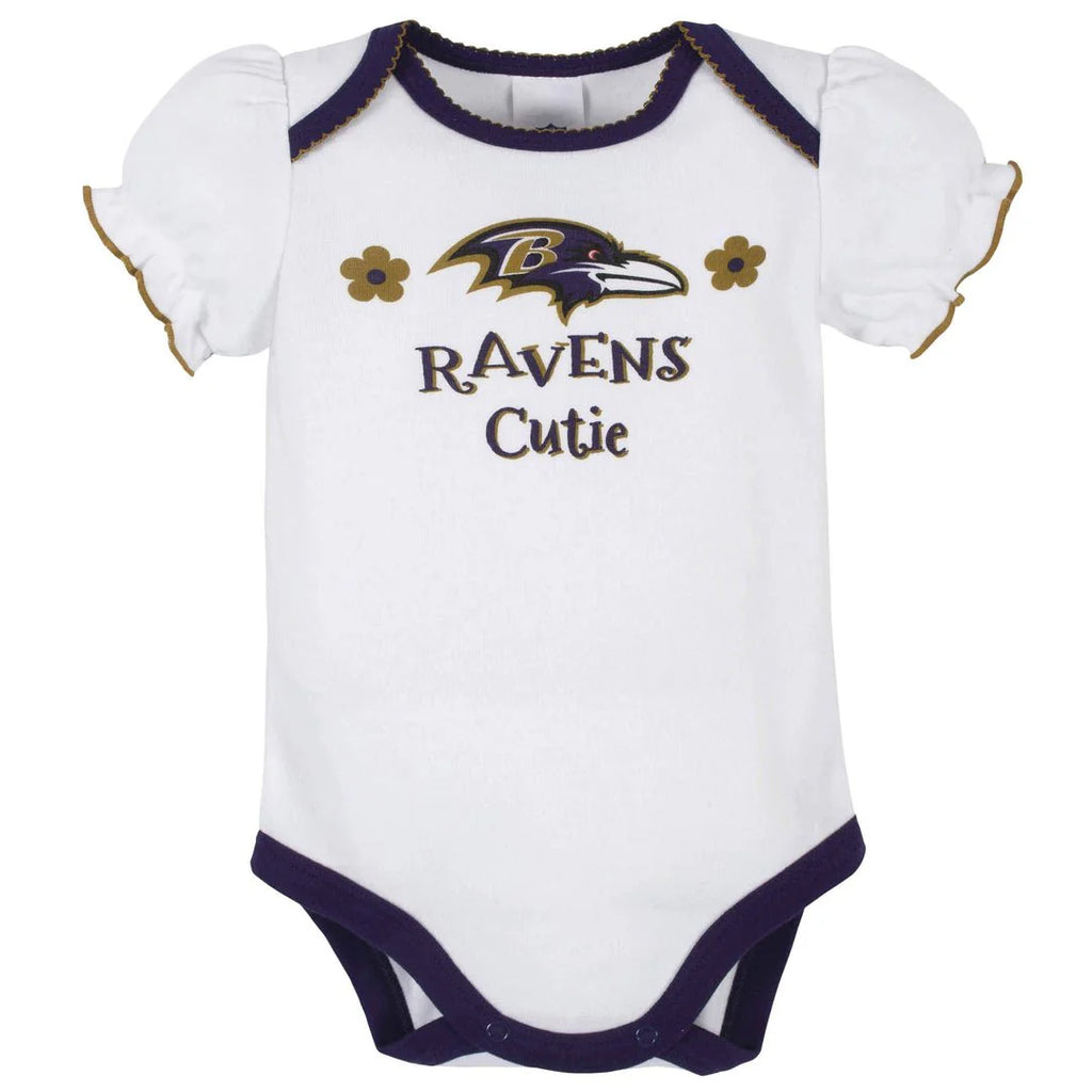 Baby Girls Baltimore Ravens Short Sleeve Bodysuits
