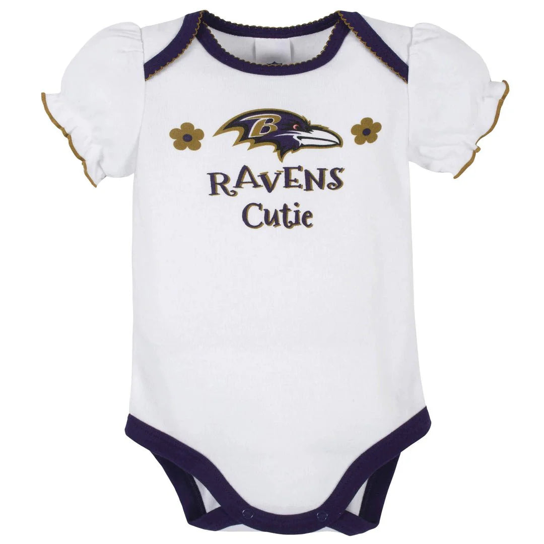 Baby Girls Baltimore Ravens Short Sleeve Bodysuits