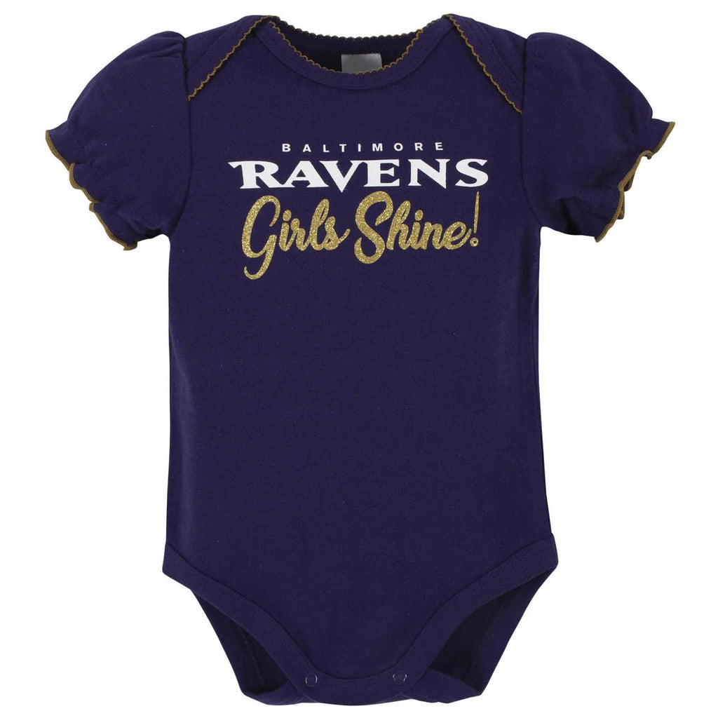 Baby Girls Baltimore Ravens Short Sleeve Bodysuits